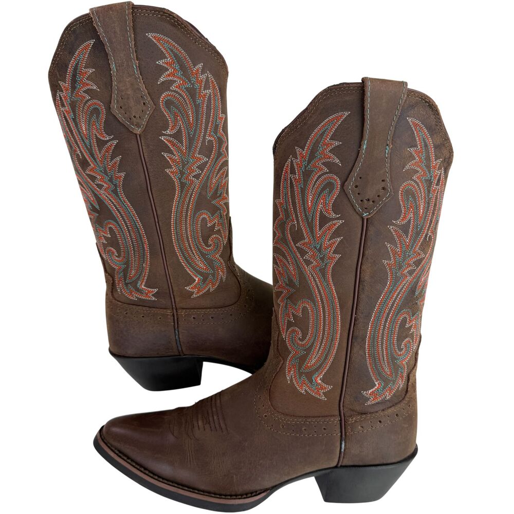 Brazos Leather Embroidered Pointed Toe Western Fashion Boots Women's Size 6